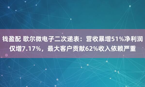 钱盈配 歌尔微电子二次递表：营收暴增51%净利润仅增7.17%，最大客户贡献62%收入依赖严重